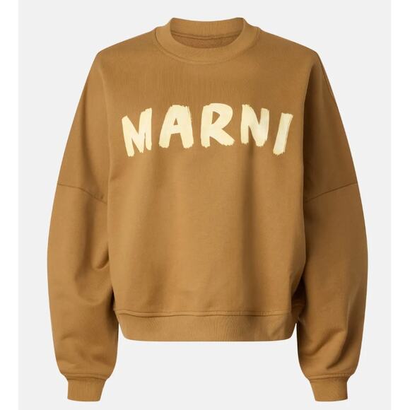 Marni Brown Oversized Logo Sweatshirt Size 12 Weekend Blockette Designer $650 - Picture 3 of 12